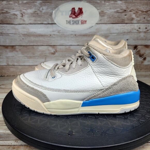 Air Jordan Retro 3 Sneakers Boy's Size 13C White/Blue Athletic Shoes - Picture 5 of 9